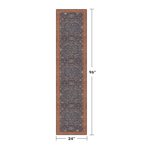 Navy Blue 2x8 Long Runner for Kitchen (2' x 8' (Runner) / Blue / Terracotta)