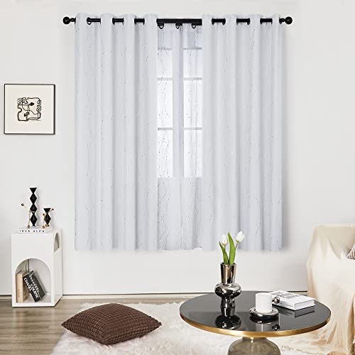 Living Room Curtains 72 Inches Long (Greyish White/Wave Dots / 52"W x 72"L (Pack of 2))