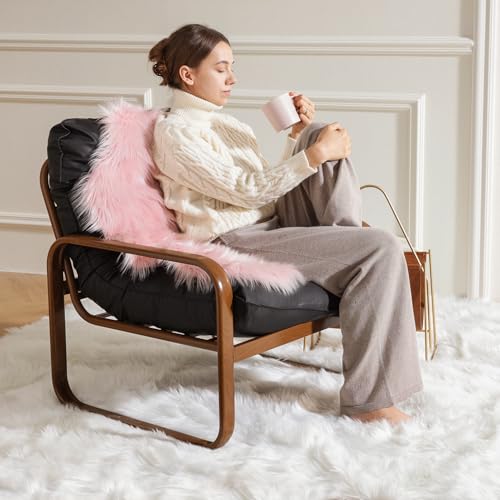 Ashler Faux Fur Area Rug (3' x 2' (Irregular) / Pink)