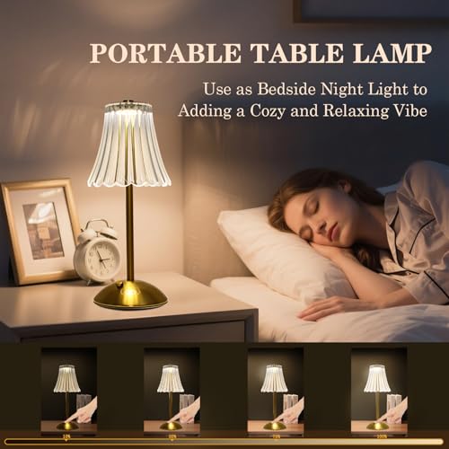 2 Pcs Cordless Rechargeable Table Lamp (Amber / Large)