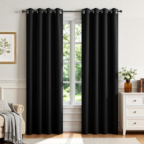 Blackout Curtains for Bedroom (Black / 52"W x 84"L (Pack of 2))