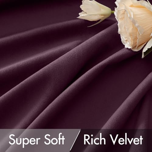 Dark Purple Velvet Curtains 52x96 inches Luxury Blackout Curtains (Dark Purple / 52"W x 96"L (Pack of 2))