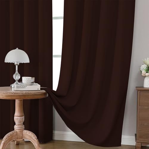 Blackout Curtains 54 inch Length 2 Panels Set (Chocolate / 52"W x 54"L (Pack of 2))