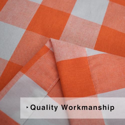 Buffalo Check Window Curtains Orange White 48 inches Long Living Room Cotton Curtain Panels Bedroom Drapes Plaid Gingham Farmhouse Rustic Decor Curtains Rod Pocket Kitchen Basement 2 Panels 52"x48" (52"W x 48"L (Pack of 2) / Orange+white)