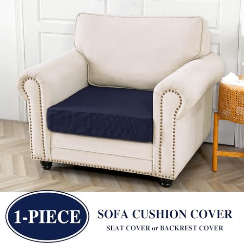 Couch Cushion Cover Seat Cushion Cover Stretch Armchair Cover Separate Sectional Sofa Slipcovers Furniture Protector (Navy / 1PC Seat Cover or Backrest)