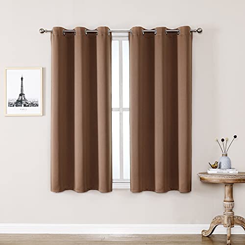 Room Darkening Curtains for Bedroom and Living Room 50 Inch Long (29"W x 50"L (Pack of 2) / Cappuccino)