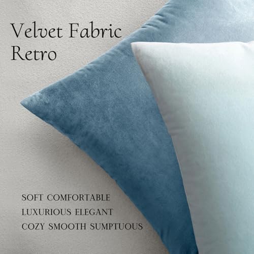 Velvet Throw Pillow Covers 20x20 Inch Pack of 2 Blue Gray (20" x 20" (Pack of 2) / Blue Gray)