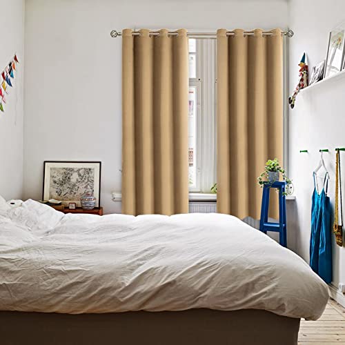 Blackout Curtains for Bedroom (Khaki / 52"W x 72"L (Pack of 2))