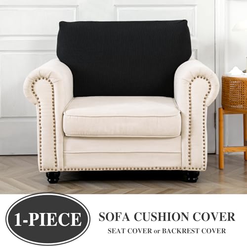 Couch Cushion Cover Seat Cushion Cover Stretch Armchair Cover Separate Sectional Sofa Slipcovers Furniture Protector (Black / 1PC Seat Cover or Backrest)