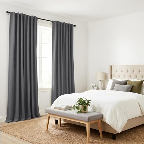 Blackout Curtains 84 inches Long 2 Panels Set (Grey / 52"W x 84"L (Pack of 2))