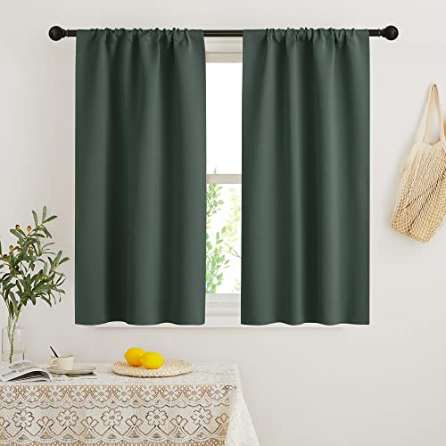 Blackout French Door Window Curtain Coverings (Dark Green / 29"W x 45"L (Pack of 2))