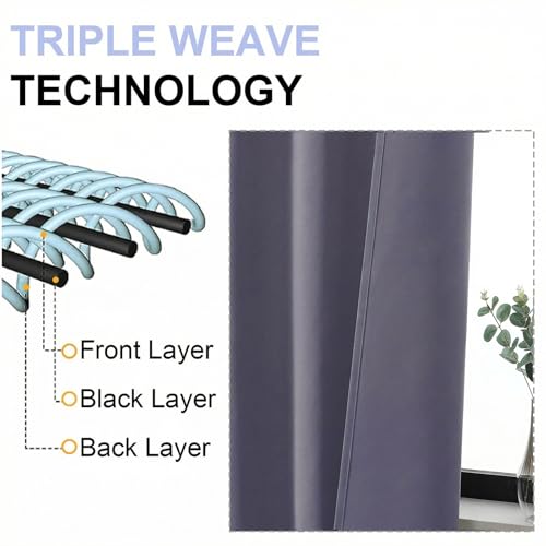 Ava Greyish Purple Blackout Curtains for Bedroom 72 Inch Length 2 Panels Set (Greyish Purple / 40"W x 72"L (Pack of 2))