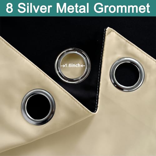 Beige Blackout Curtains 84 Inches Long for Bedroom 52" Wide 1 Panel (52"W x 84"L (Pack of 1) / Beige)