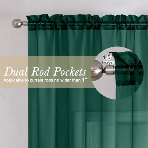 Hunter Green Sheer Curtains 90 Inches Long 2 Panels (Hunter Green / 42"W x 90"L (Pack of 2))