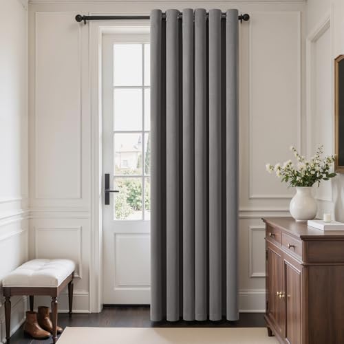 Closet Curtain for Open Closet Without Door Grommet Top 34x80 Inches (Grey / 34"W x 80"L (Pack of 2))