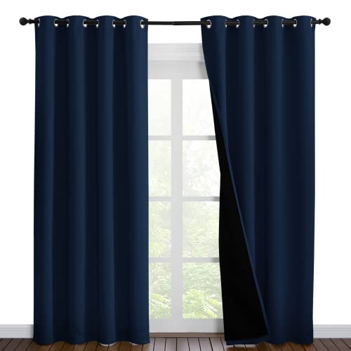 100% Blackout Curtain Set (Navy / 55"W x 86"L (Pack of 2))