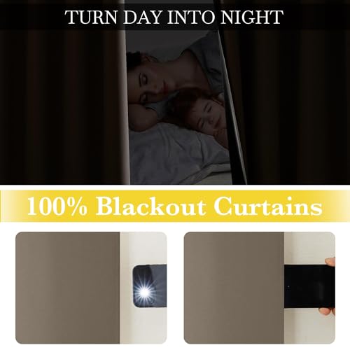 100% Blackout Tan Curtains 96 inch Long (Tan / 52"W x 96"L (Pack of 2))
