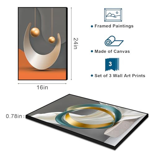 Large Frame Modern Abstarct Wall Art for Living Room (Geometric-03 / 24"L X 16"W)