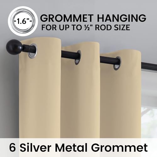 Beige 100% Blackout Curtains Room Darkening Living Room 36 Inch (Beige / 42"W x 36"L (Pack of 2))