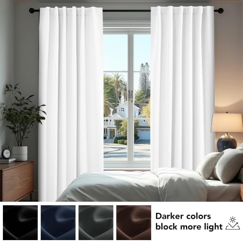 Blackout Curtains for Bedroom (Pure White / 52"W x 84"L (Pack of 2))