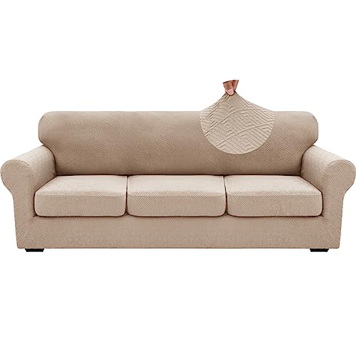 4 Piece Stretch X (91"-110"(3 Cushions) / Khaki)