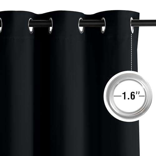 100% Black Out Curtains 36 Inches Long 2 Panels for Living Room (Black / 40"W x 36"L (Pack of 2))