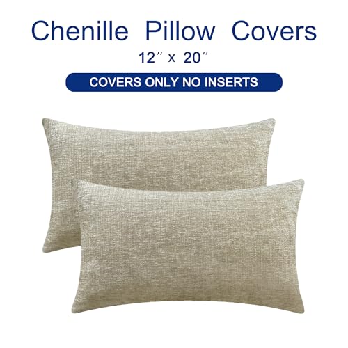 Decorative Couch Throw Pillow Covers 20 X 12 Inches Light Taupe (20" x 12" (Pack of 2) / Light Taupe)