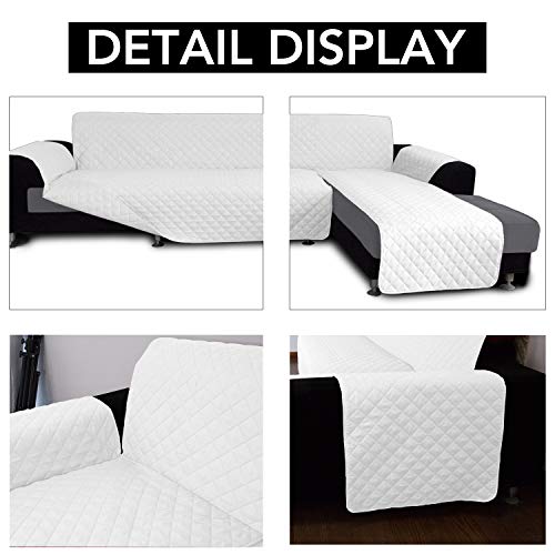 Reversible L Shape Sectional Couch Cover (Large / White/White)
