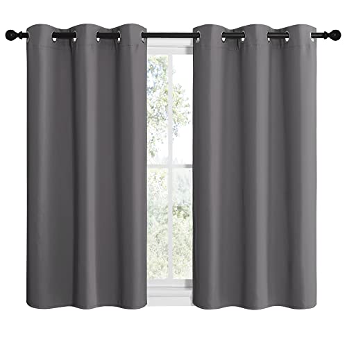 Grey Blackout Cafe Curtain Panels for Bedroom (Grey / 42"W x 40"L (Pack of 2))