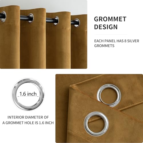 Velvet Curtains Gold 52 x 84 Inch Length Set of 2 (Gold / 52"W x 84"L (Pack of 2))
