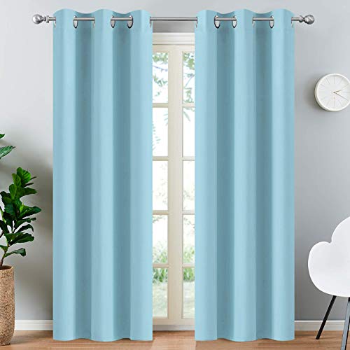 Blackout Curtains 38x84 inch Sky Blue Thermal Drapes (Sky Blue / 38"W x 84"L (Pack of 2))