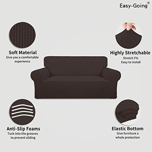 Stretch Oversized Loveseat Couch Covers Washable Chocolate (Medium-XL Loveseat / Chocolate)