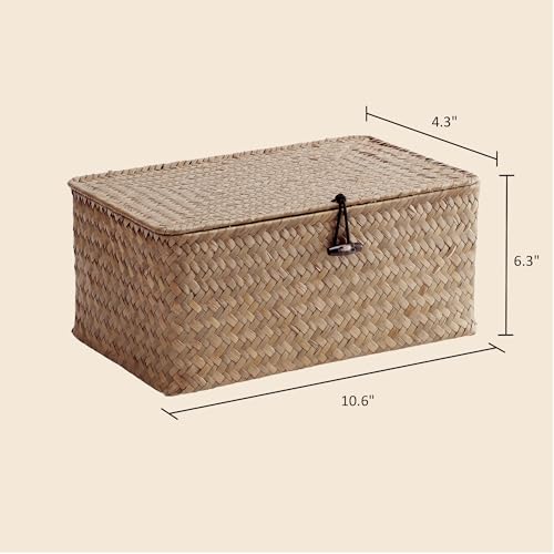 Small Wicker Basket with Lid (S-Coffee)