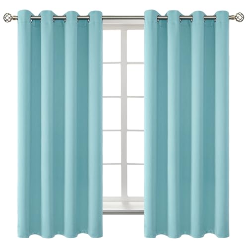 Baby Blue Blackout Curtains for Bedroom 63 Inch Long (Baby Blue / 52"W x 63"L (Pack of 2))