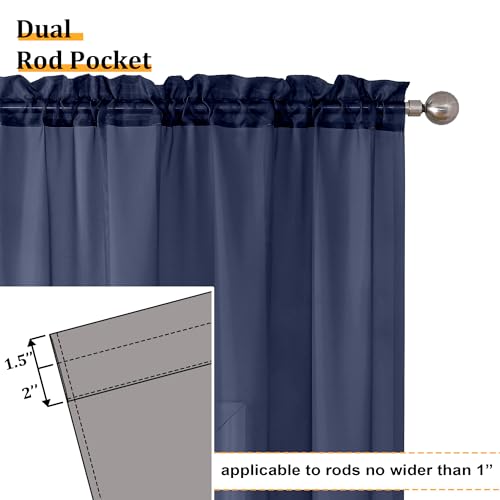 Sheer Navy Blue Curtains 84 inch Length 2 Panels Set (40"W x 84"L (Pack of 2) / Navy Blue)