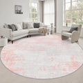 Round Area Rug Living Room (Pink White / 6' (Round))