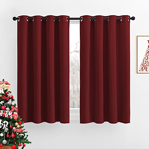 Burgundy Red Blackout Curtains Grommet (Burgundy Red / 52"W x 45"L (Pack of 2))