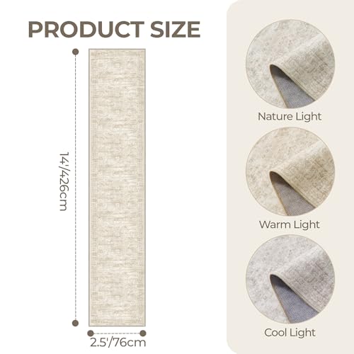 2'6 x 14' Runner Rug Non Slip (Beige/Ivory / 2'6" x 14' (Runner))