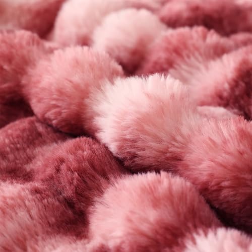 Soft Bubble Faux Fur Throw Blanket (Tie-dye Magenta / 50“x60”)