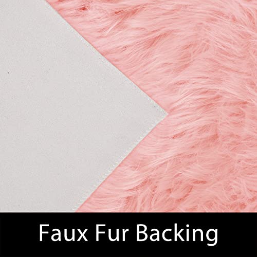 3x5 Faux Fur Sheepskin Rug for Living Room (3' x 5' (Rectangular) / Pink)