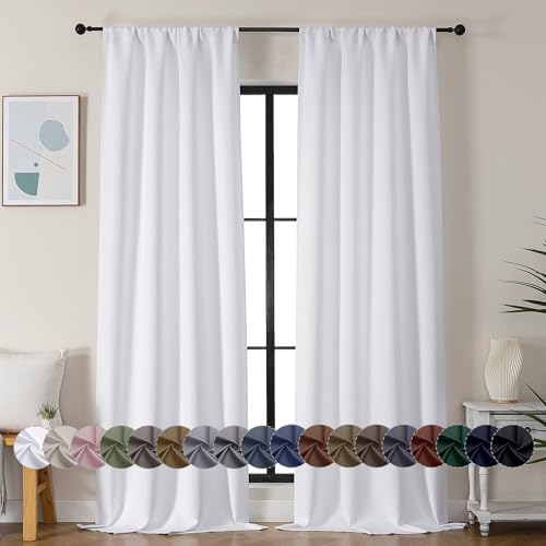 Ava Pure White Curtains for Bedroom 90 Inches Long 2 Panels Set (Pure White / 40"W x 90"L (Pack of 2))