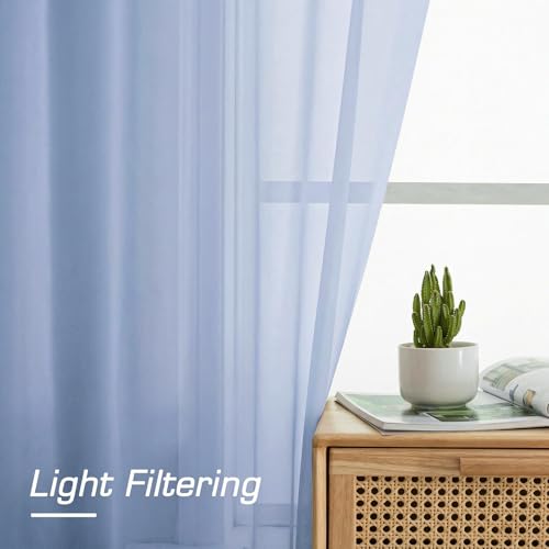 Sheer Curtains 72 Inches Long 2 Panels Set (Demin / 42"W x 72"L (Pack of 2))
