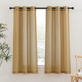 Linen Blend Semi Sheer Curtains for Boys Bedroom (36"W x 63"L (Pack of 2) / Camel)