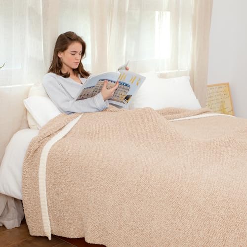 Super Soft & Reversible Heather Beige Throw (Heather Beige / Twin (60"x80"))