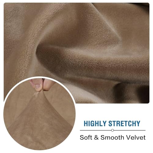 Velvet Stretch Couch Cushion Cover Plush Cushion Slipcover for Chair Loveseat Sofa Cushion Furniture Protector Seat Cushion Sofa Cover (Camel / 2 Cushion Loveseat)