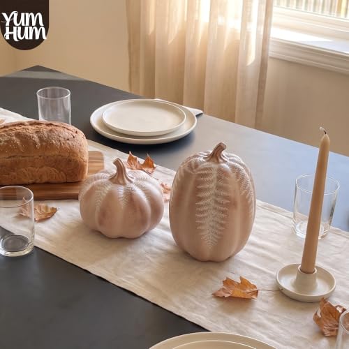 2Pcs Resin Pumpkin Figurines (Fern Leaf Pumpkin)