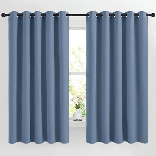 Room Darkening Curtains for Living Room (Stone Blue / 66"W x 66"L (Pack of 2))