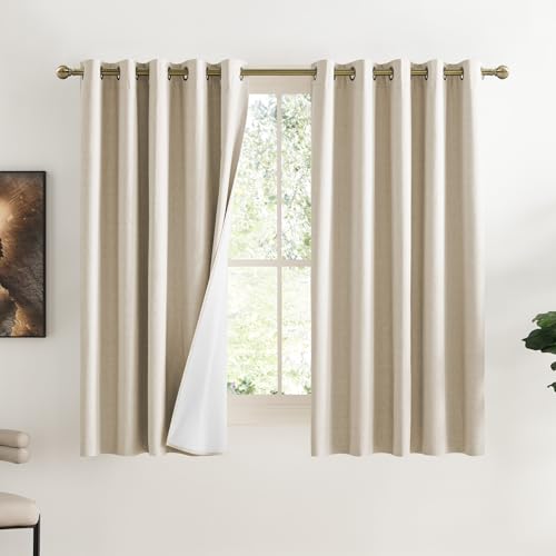 Beige Blackout Curtains for Dining Room 62" w x 63" L 2 Panels (62"W x 63"L (Pack of 2) / Beige)