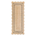 Wave Scalloped Natural Jute Boho Entryway Runner Farmhouse Scallop Rug (Black / 2'6"x12' (Runner))