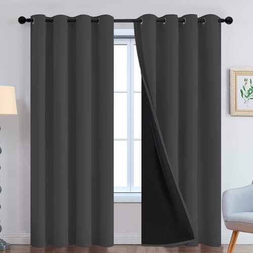 Charcoal Grey 100% Blackout Curtains 84 Inches Long 52" Wide 2 PCS (52"W x 84"L (Pack of 2) / Charcoal Grey)